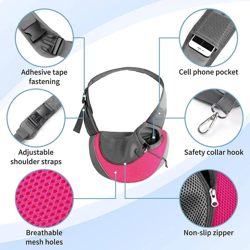Portable Dog Carrier with Breathable Mesh and Adjustable Strap