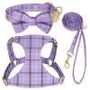 Classic Plaid Dog Collar, Harness & Leash Set with Bowtie