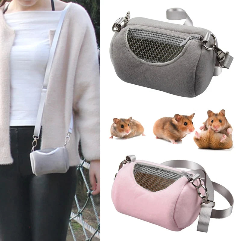 Mesh-Panel Hamster Crossbody Carrier