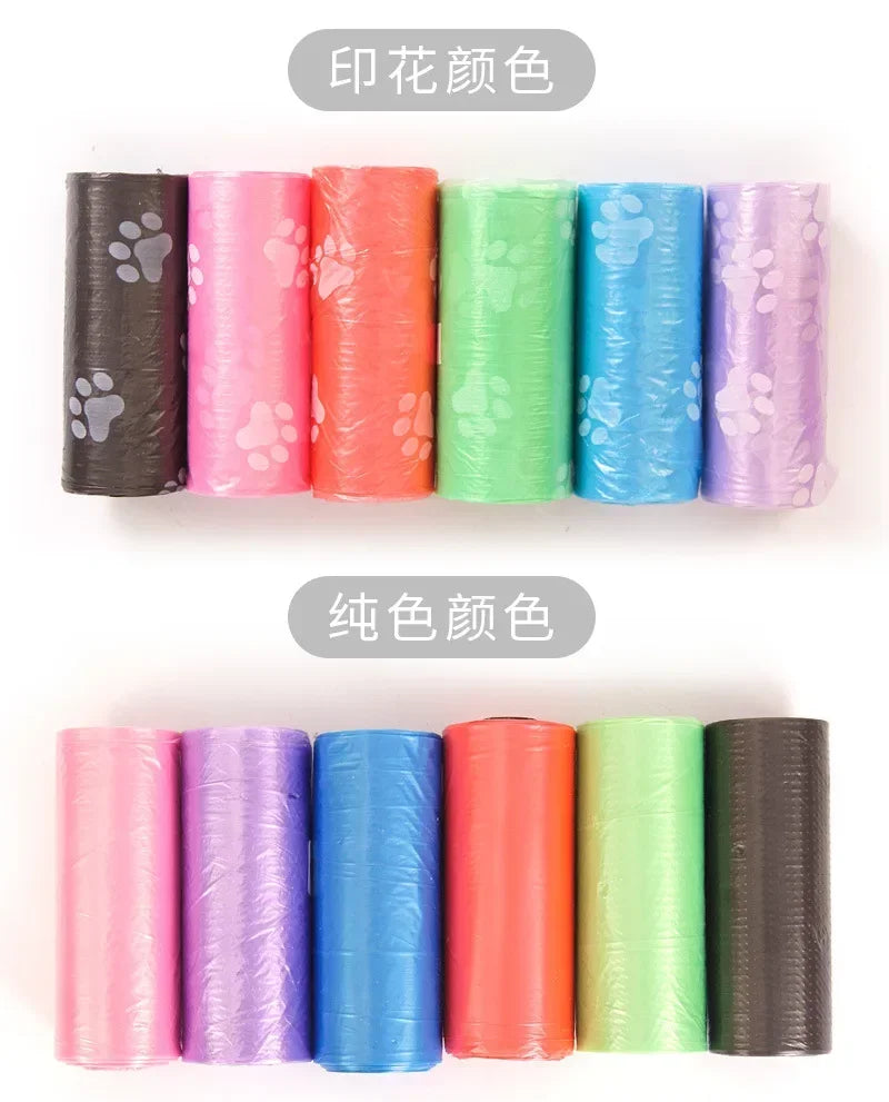 Disposable Dog Waste Bags with Bone-Shaped Dispenser and Leash Clip