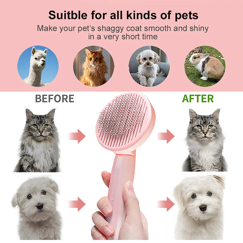 One-Key Pet Hair Removal Brush for Cats and Dogs