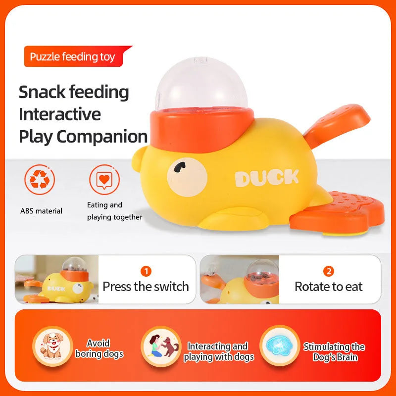 Yellow Duck-Shaped Interactive Treat Dispenser for Cats and Dogs