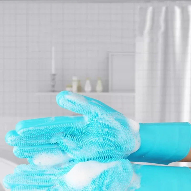 Gants en Silicone pour Bain de Chat & Brosse de Massage