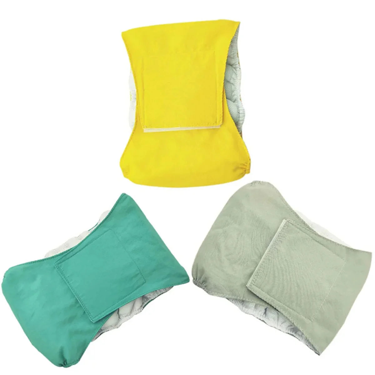 Yellow and green reusable cotton dog belly bands for male dogs