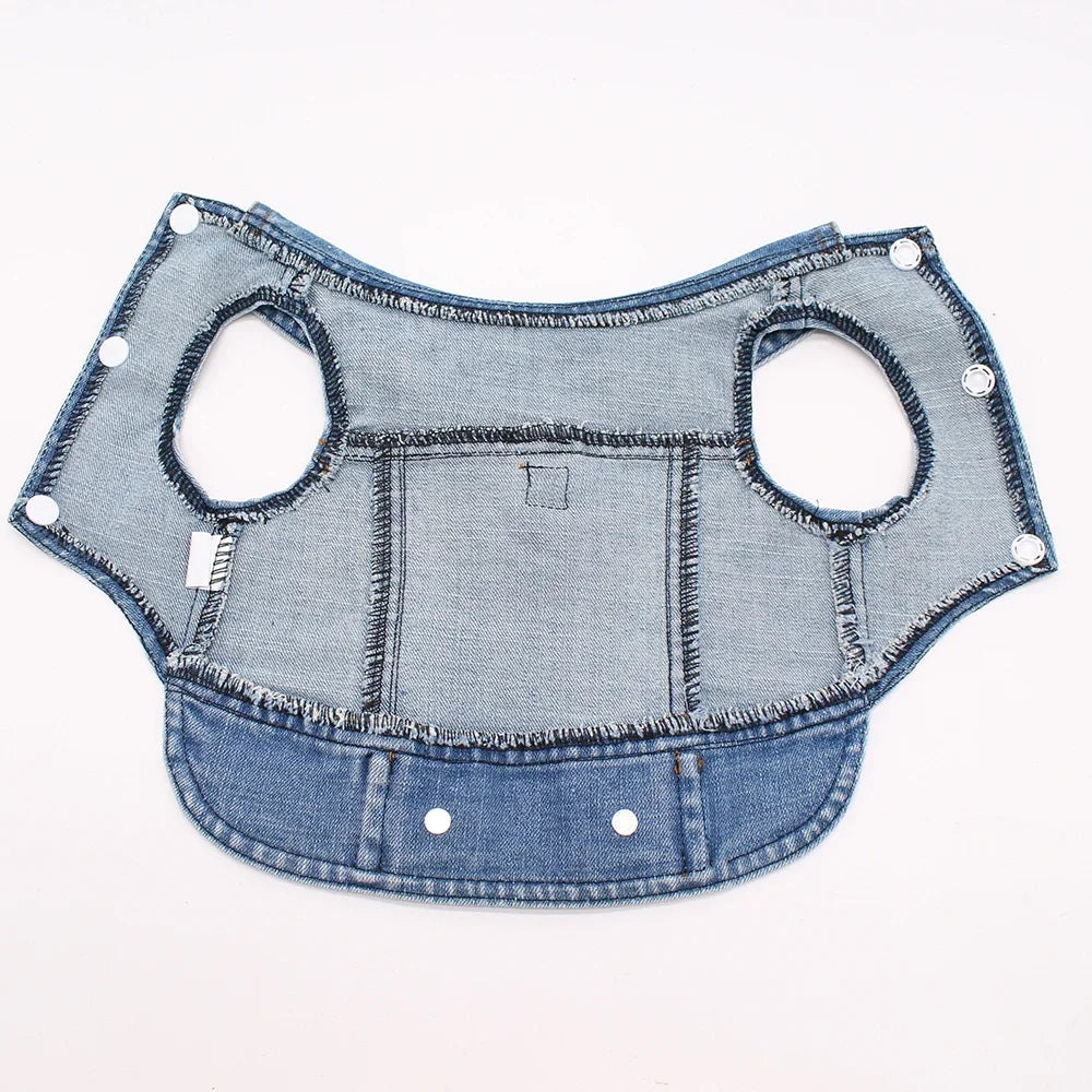 Classic Denim Dog Jacket with Harness and Leash Ring