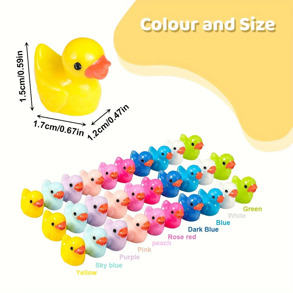 Mini Resin Duck Set (50 Pieces) for Crafts and Decorations