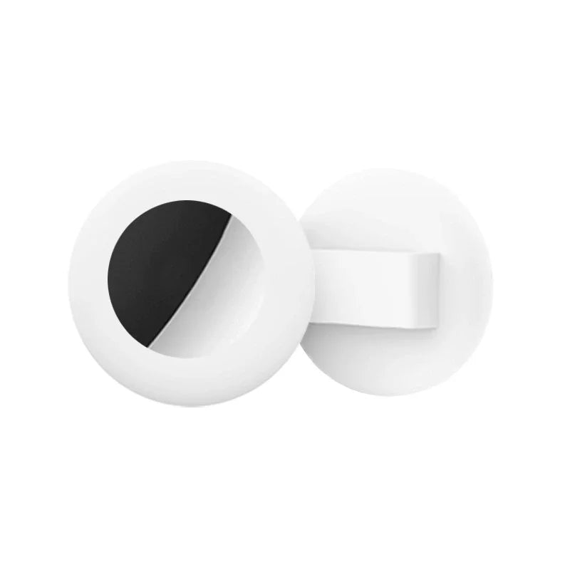 White silicone collar holder for pets with a black circular opening.