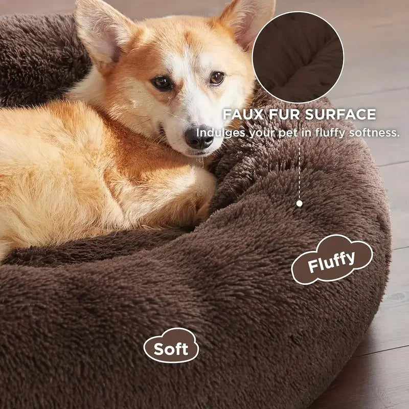 Cozy Plush Round Pet Bed for Dogs and Cats