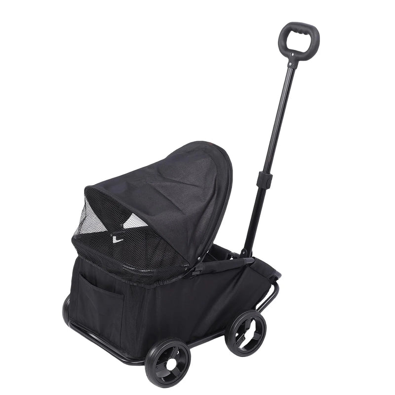 Foldable Pet Stroller with Sun Canopy