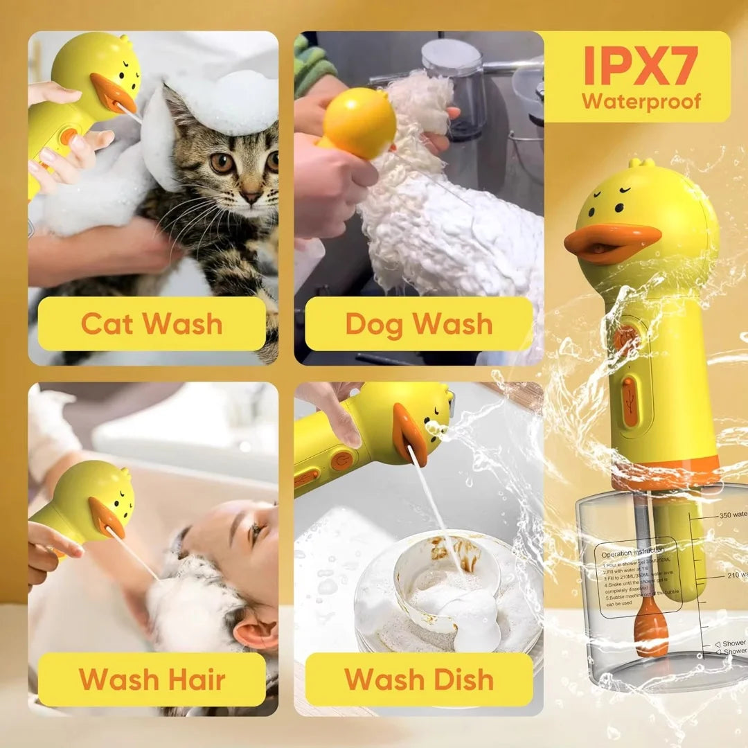 Cute Duck Electric Pet Bathing Foam Dispenser