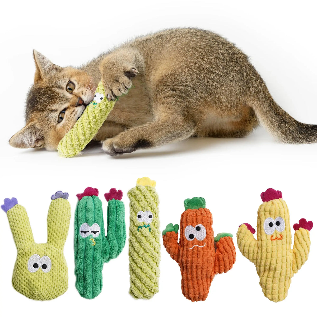 Organic Catnip-Filled Cactus Cat Toys (Set of 5)
