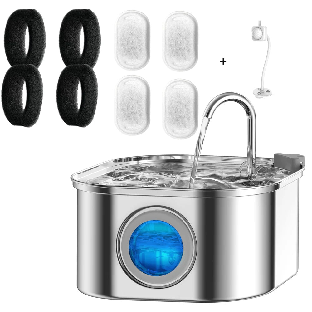 Stainless Steel Automatic Pet Water Fountain with Visual Window