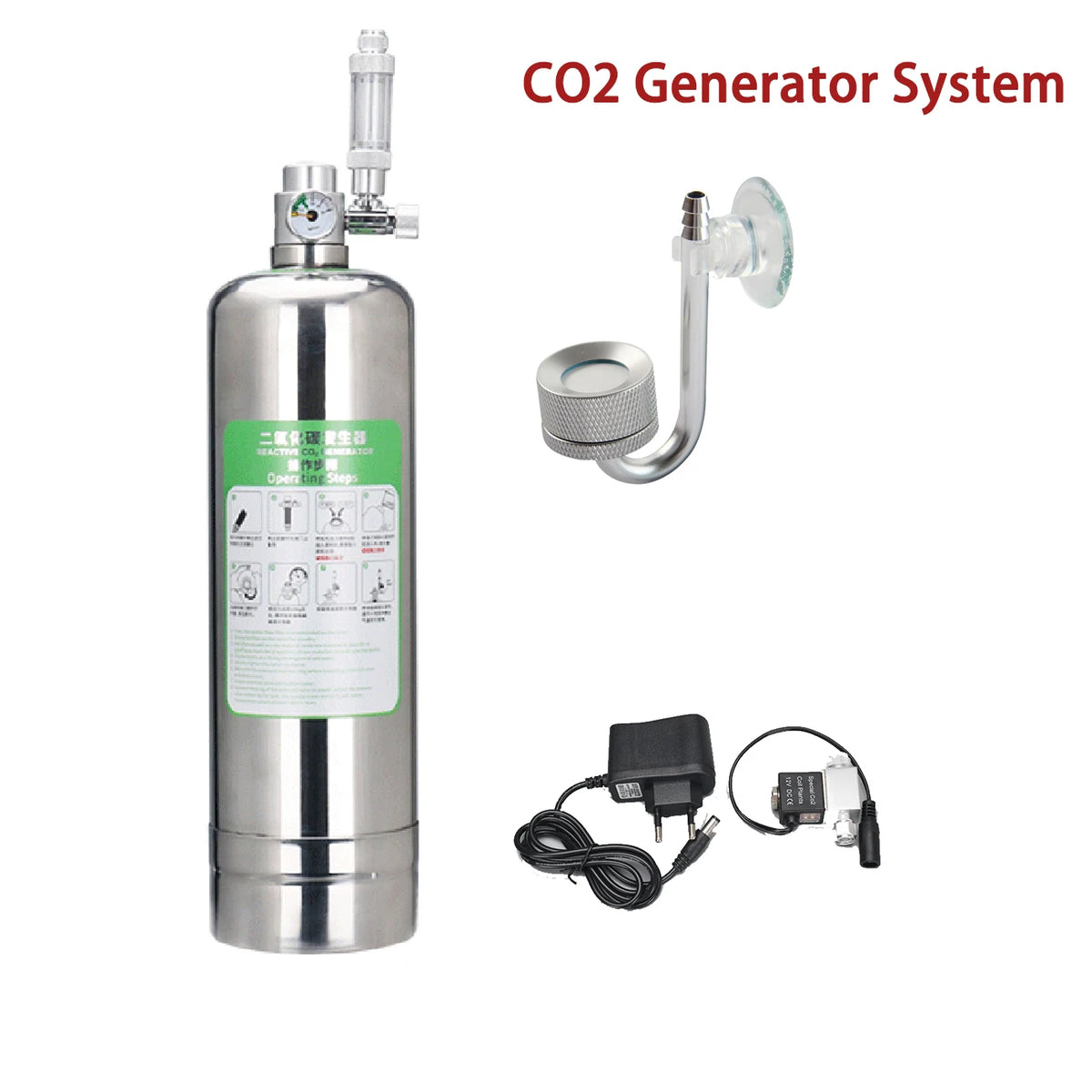Edelstahl-Aquariens CO2-Generator-System inklusive Tank und Schlauch