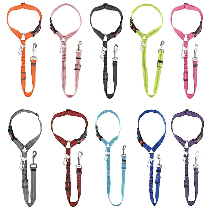 Two-in-One Pet Harness and Car Safety Belt with Reflective Leash