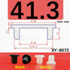 Black and white silicone rubber hole plugs with various diameters shown on a red background