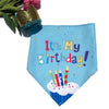 Light blue bandana with text It's My Birthday and colorful candles on a white cloud