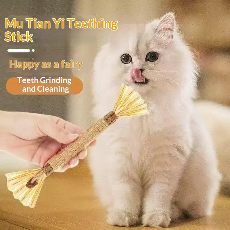 Natural Wooden Cat Teething Sticks with Sisal Rope