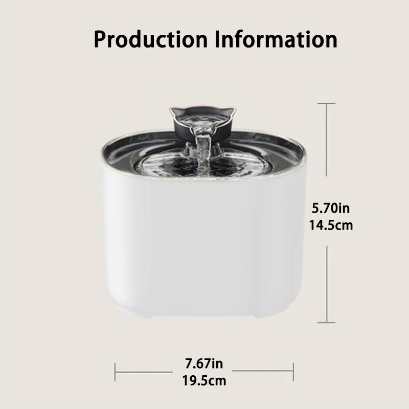 2.2L Pet Water Fountain with Filtration and Ultra-Quiet Pump