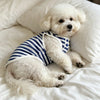 Striped Waffle Knit Dog Tank Top with Button Detail
