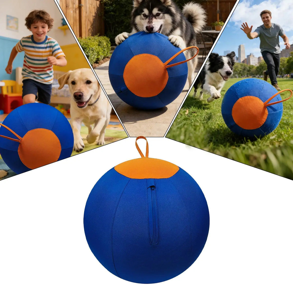 Interactive Large Dog Ball with Wrist Strap