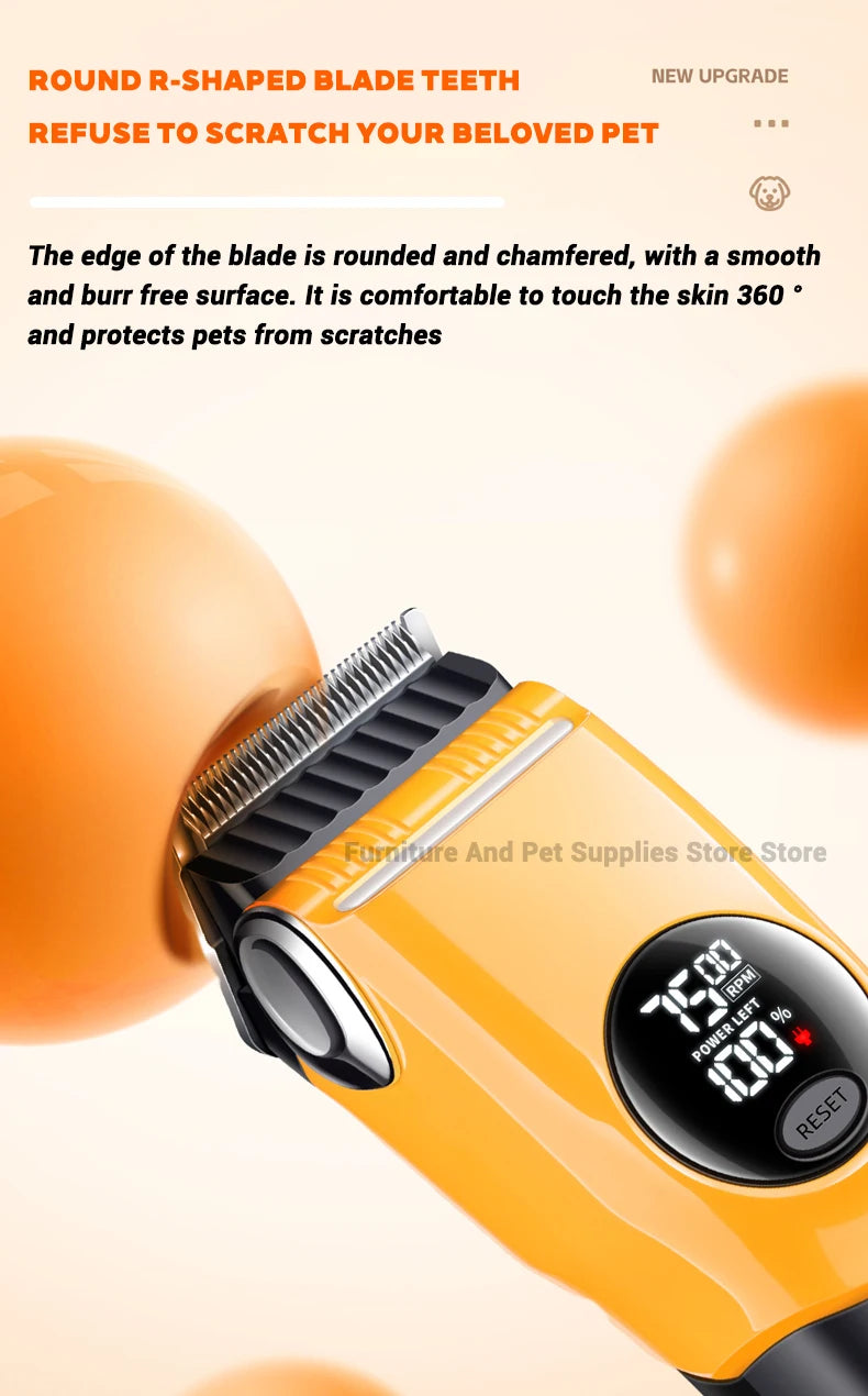 Professional Cordless Pet Grooming Clipper with LED Light and 6 Guide Combs