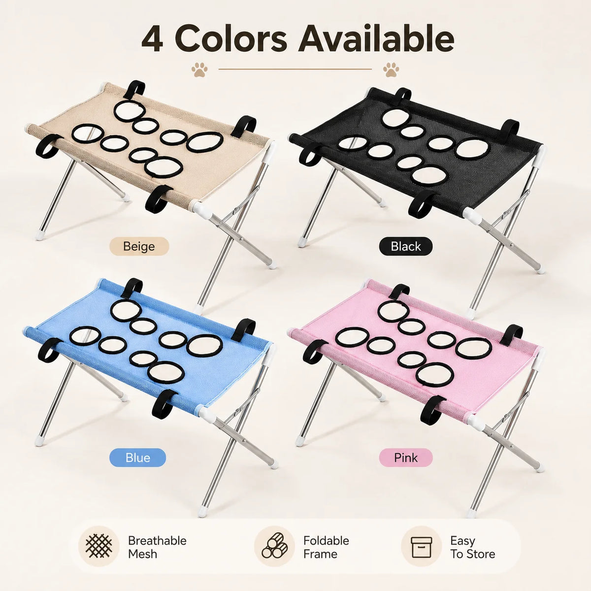 Foldable Pet Grooming Hammock Stand for Cats and Small Dogs