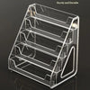 Clear Acrylic Display Stand with Slanted Tiers for Business Cards, Brochures & Cosmetics
