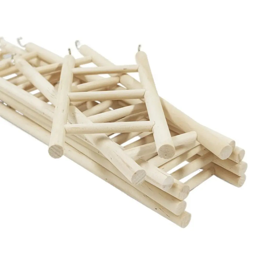 Wooden Bird Ladder with Swing and Perch for Parrots