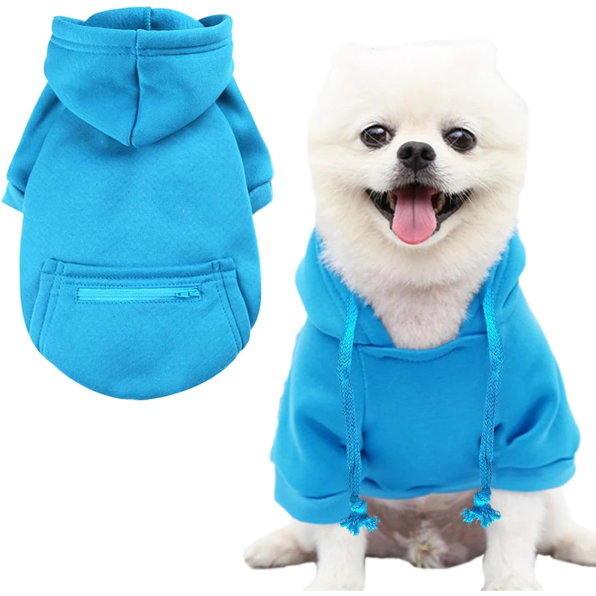 Cozy Fleece Hoodie for Small Dogs and Cats with Pockets
