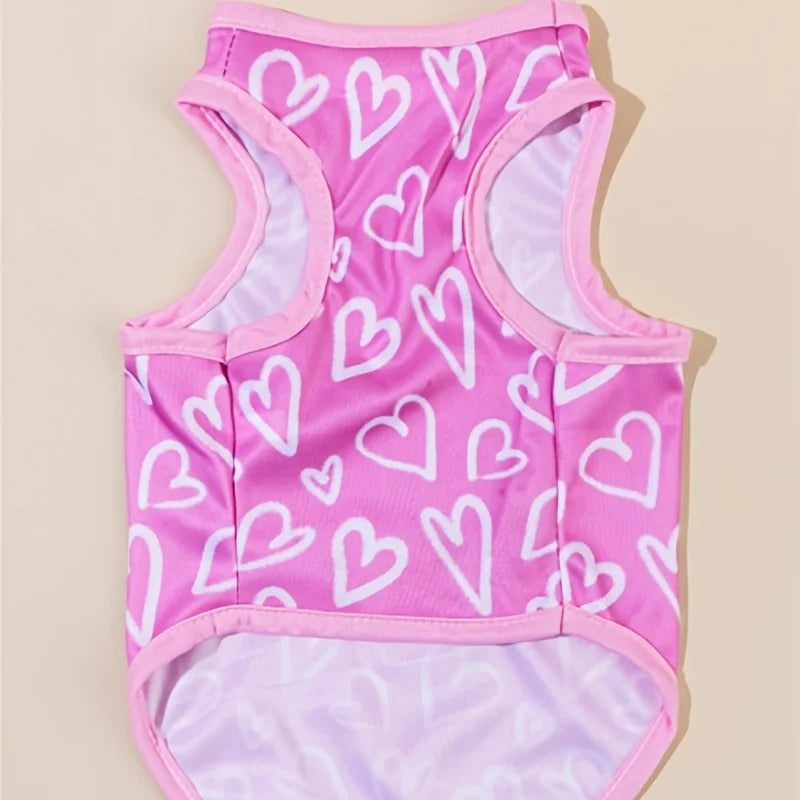 Breathable Heart-Print Pet Vest for Dogs & Cats