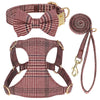 Classic Plaid Dog Collar, Harness & Leash Set with Bowtie