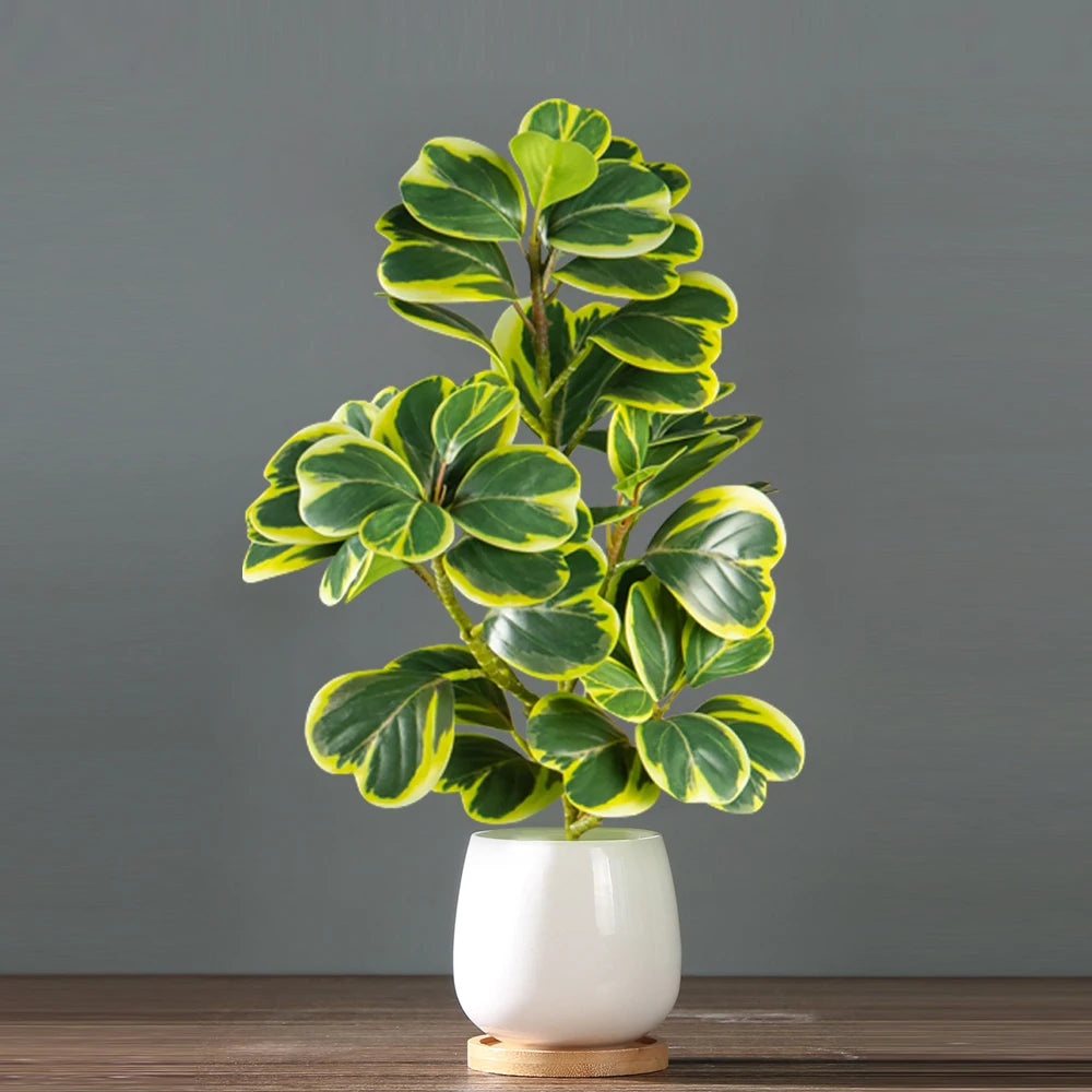 Artificial Heart-Leaf Ficus Plant with Green Leaves