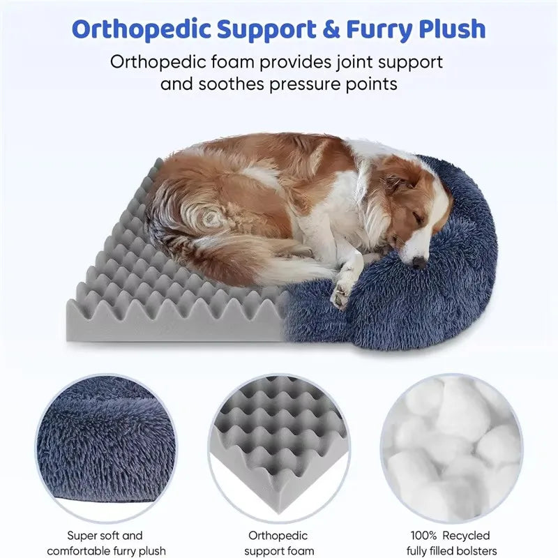 Large Dog Bed with Plush Cover and Removable Pad