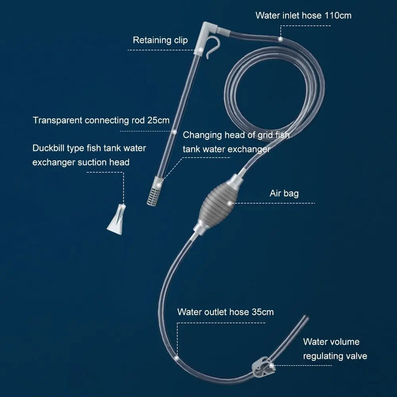 Pompe à siphon manuel pour changement d'eau d'aquarium