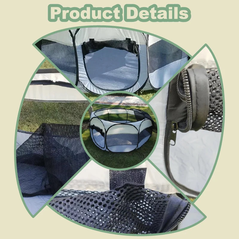 Foldable Small Pet Playpen with Cover for Indoor and Outdoor Use