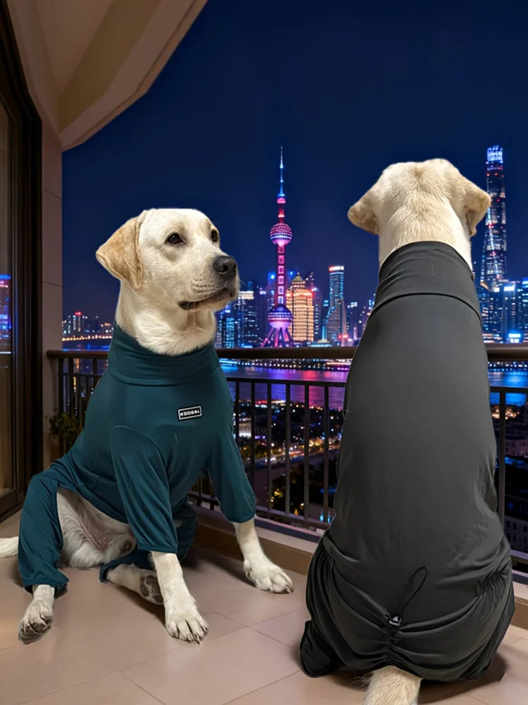 Cozy High-Collar Dog Pajamas – Four-Legged Sleepwear for Large Breeds