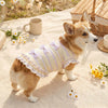 Striped Mesh Dog Outfit with Bow and Ruffles for Small to Medium Breeds
