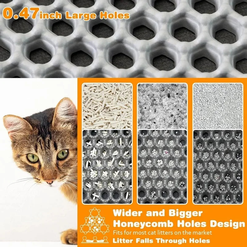 Heavy Duty Waterproof Cat Litter Mat with Non-Slip Base