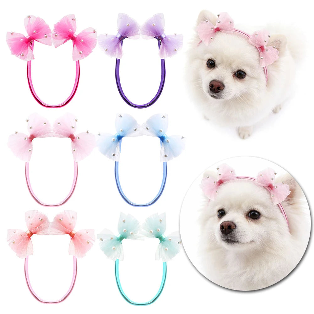 Handmade Pet Hair Bows – Adjustable Multi-Style Cloth Bows for Dogs and Cats