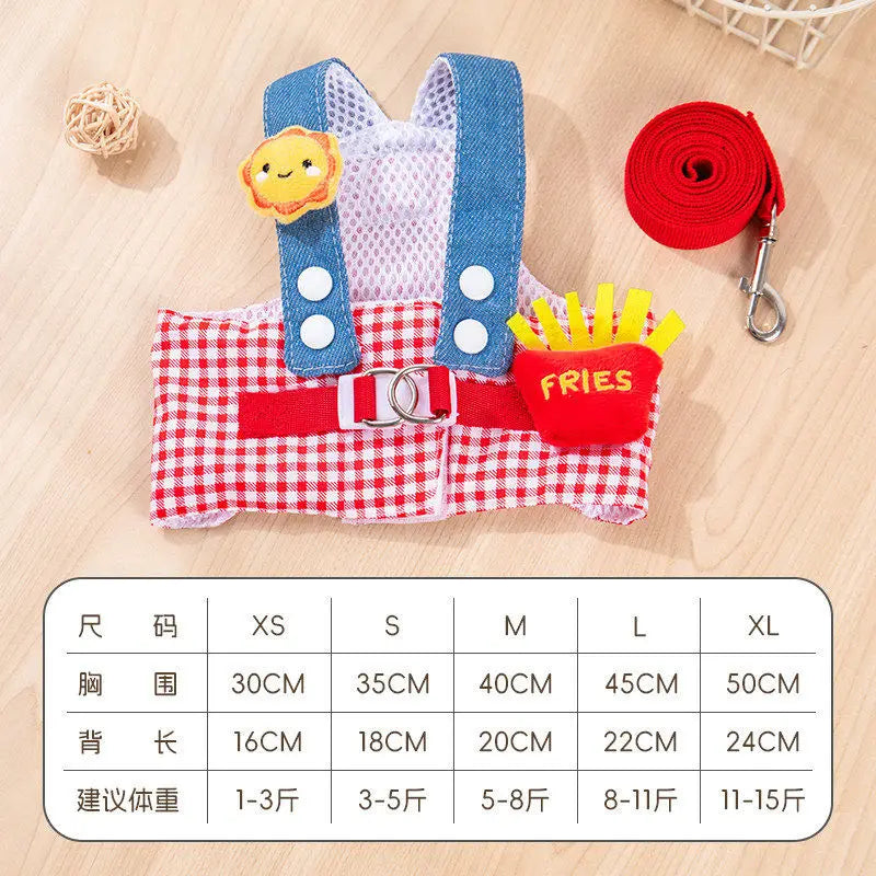 Cartoon Dog Harness Vest with Matching Leash
