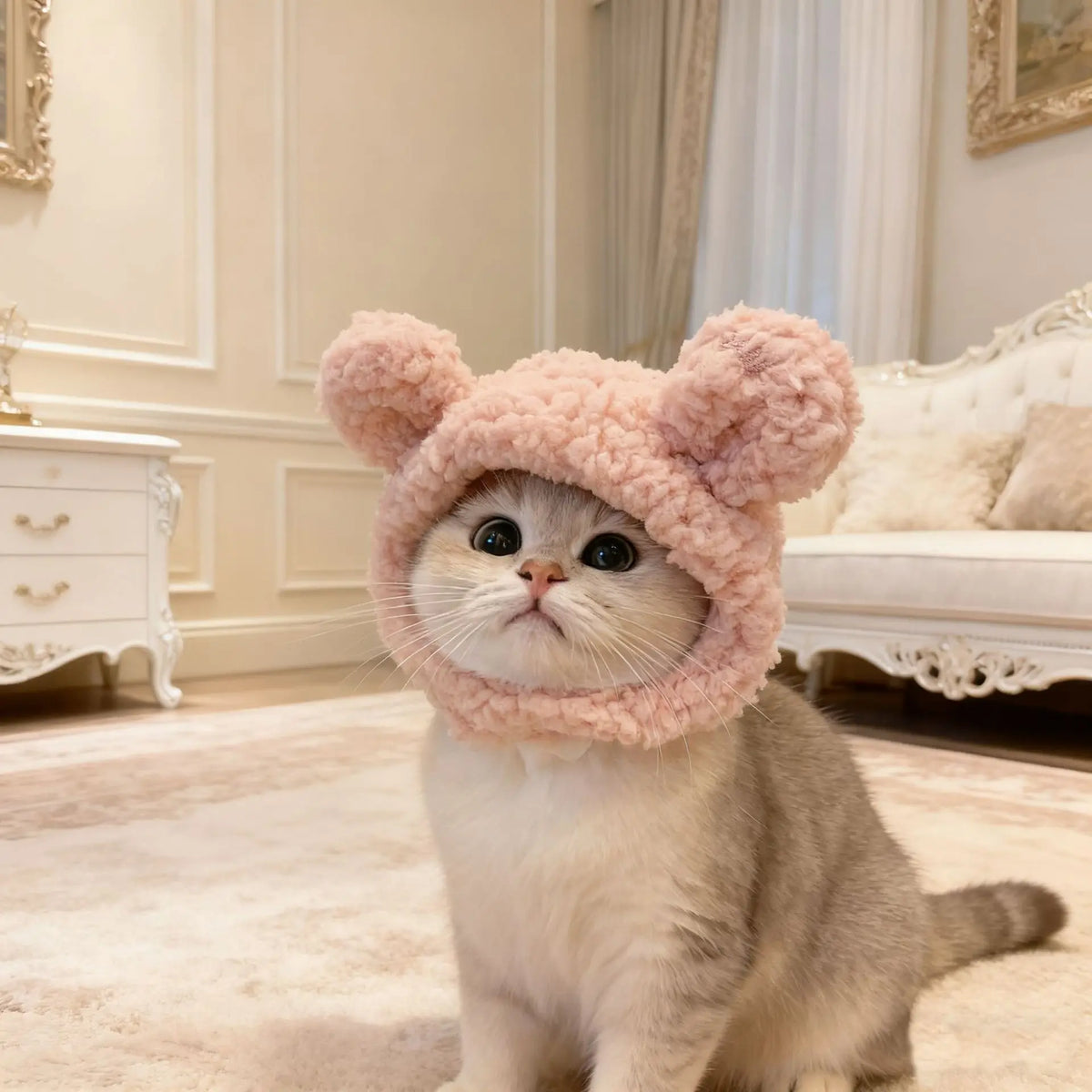 Adorable Bear Plush Pet Headwear for Cats and Small Dogs