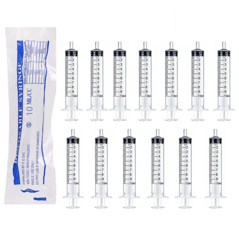 10ml Plastic Syringe for Liquid Measurement & Dispensing (Pack of 10)