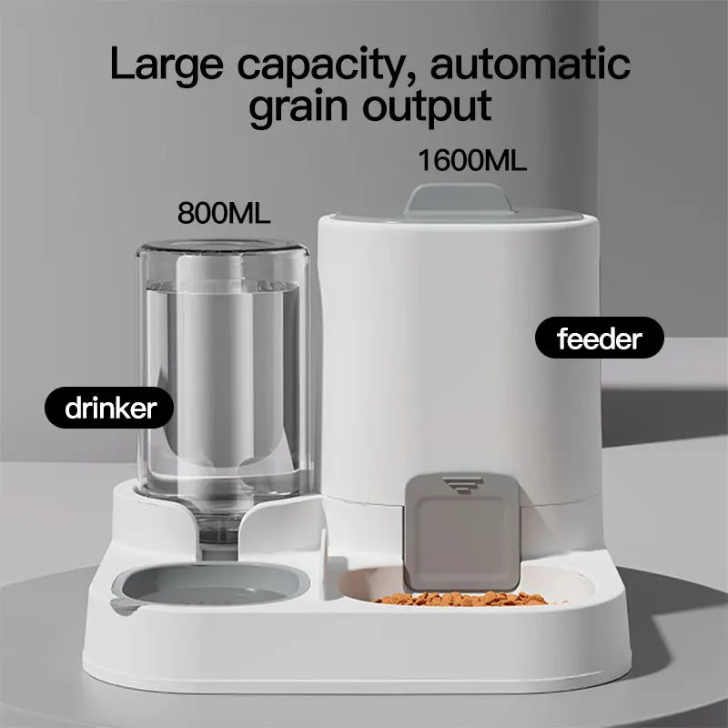 Gravity-Fed Cat Water Dispenser & Feeder with Spill-Proof Design