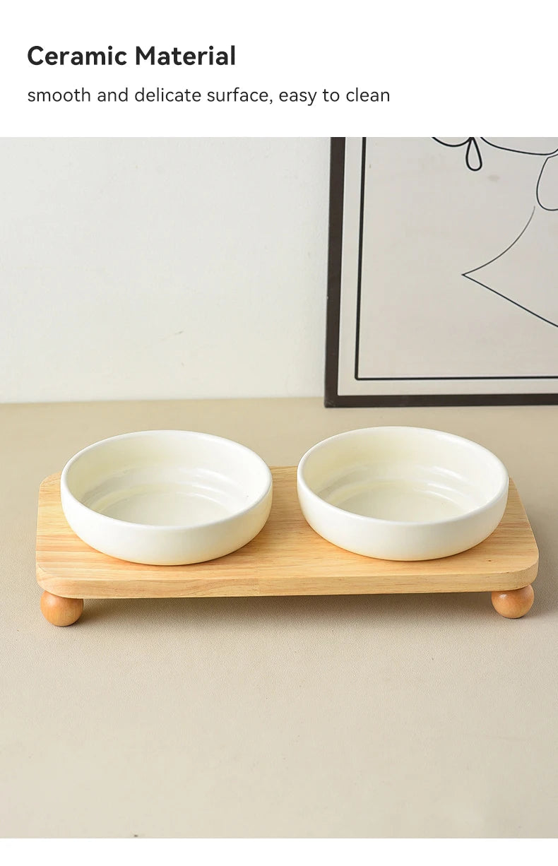 Elevated Ceramic Cat & Dog Bowl with Stand – 2-in-1 Food and Water Feeder