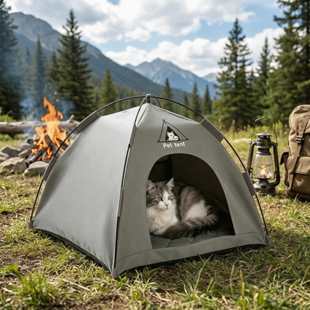 Breathable Pet Tent House with Foldable Design and Double-Sided Mat