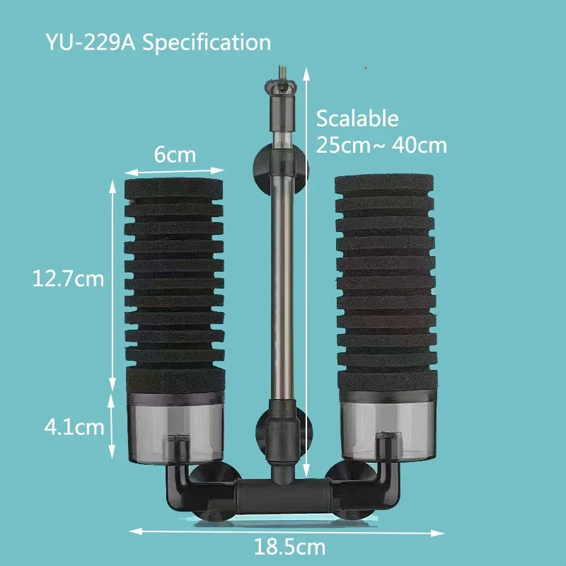 Aquarium Biochemical Sponge Filter with Air Pump Skimmer