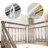 Durable safety mesh installed on a modern metal staircase railing and handrail.