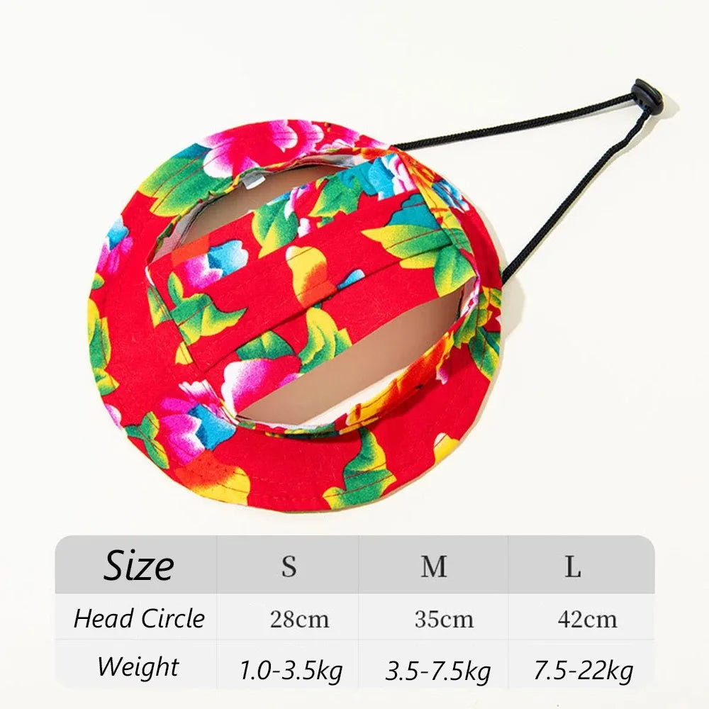 Adjustable Pet Bucket Hat with Ear Openings for Sun Protection