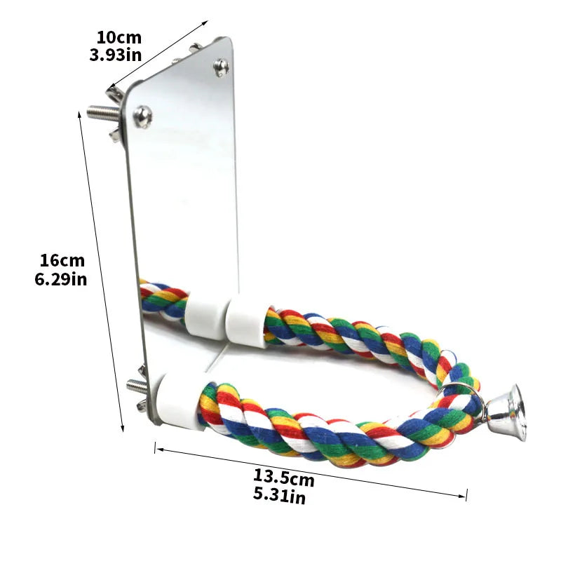 Interactive Parrot Activity Station with Mirror and Rope Perch