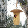 Wooden Hanging Hummingbird House with Natural Finish
